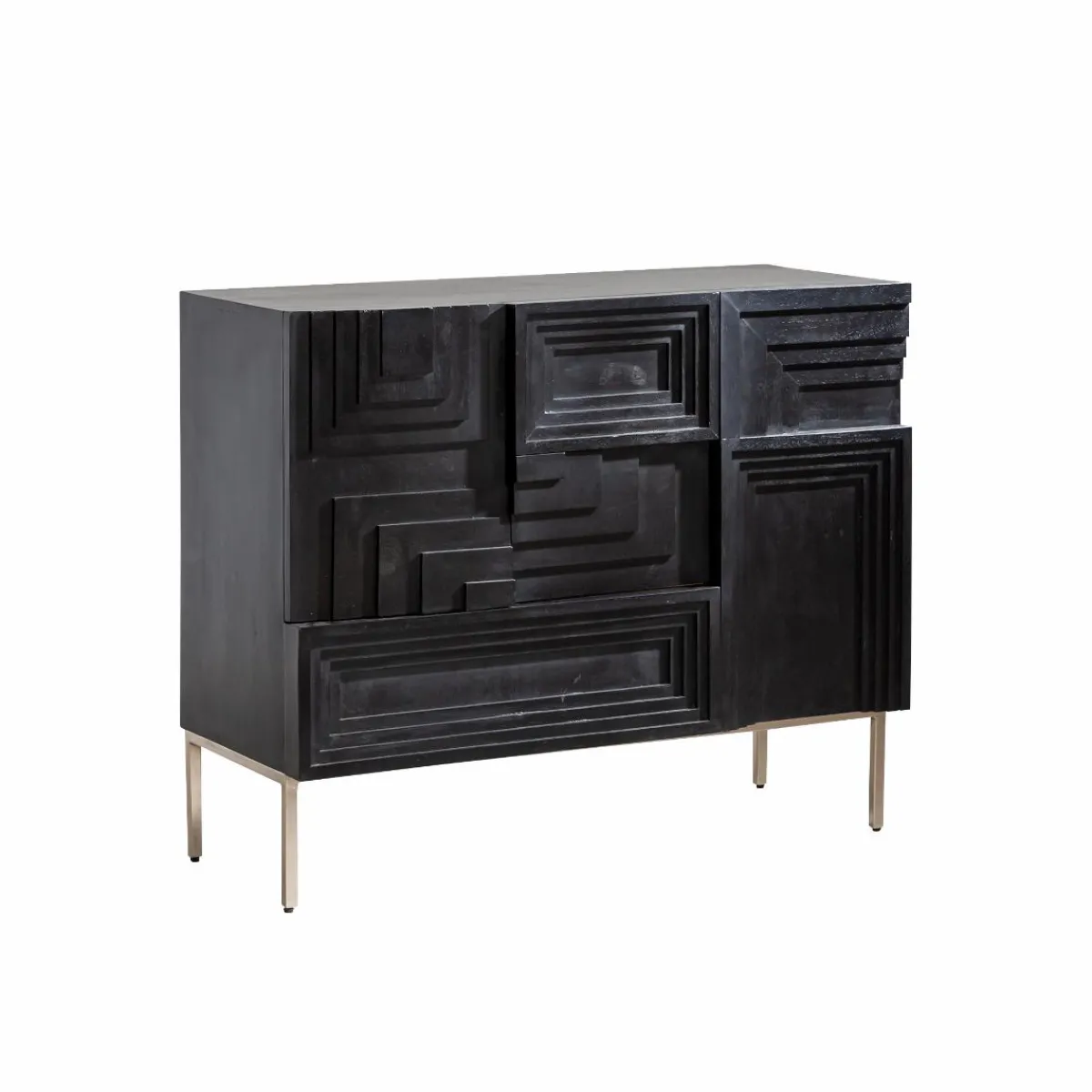 Made in Meubles Petit buffet en bois de manguier noir Tristan