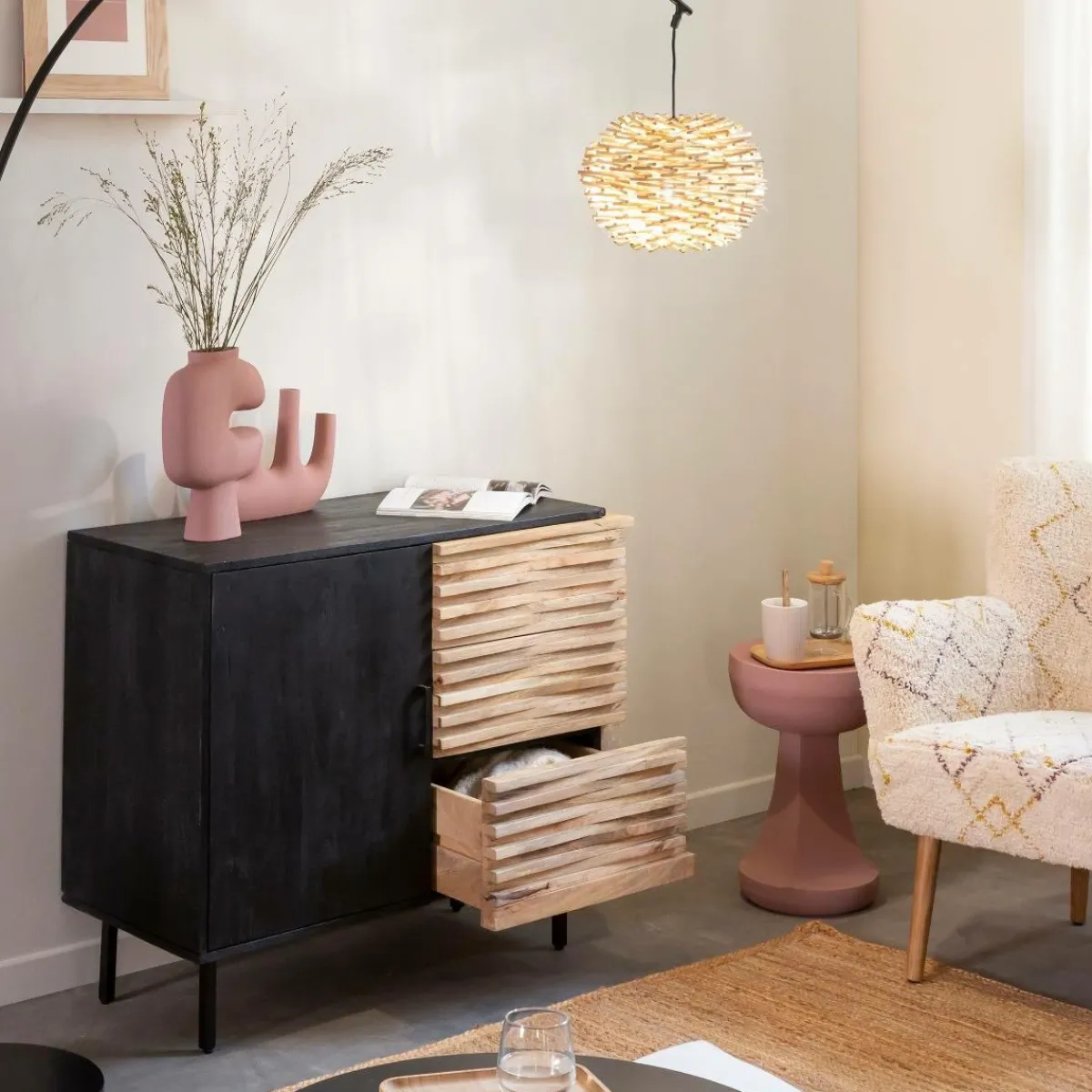 Made in Meubles Petit buffet en bois de manguier Tino