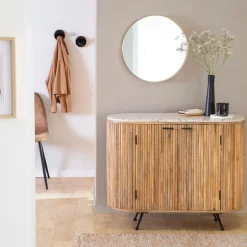 Made in Meubles Petit buffet en bois de manguier et terrazzo Ambrine
