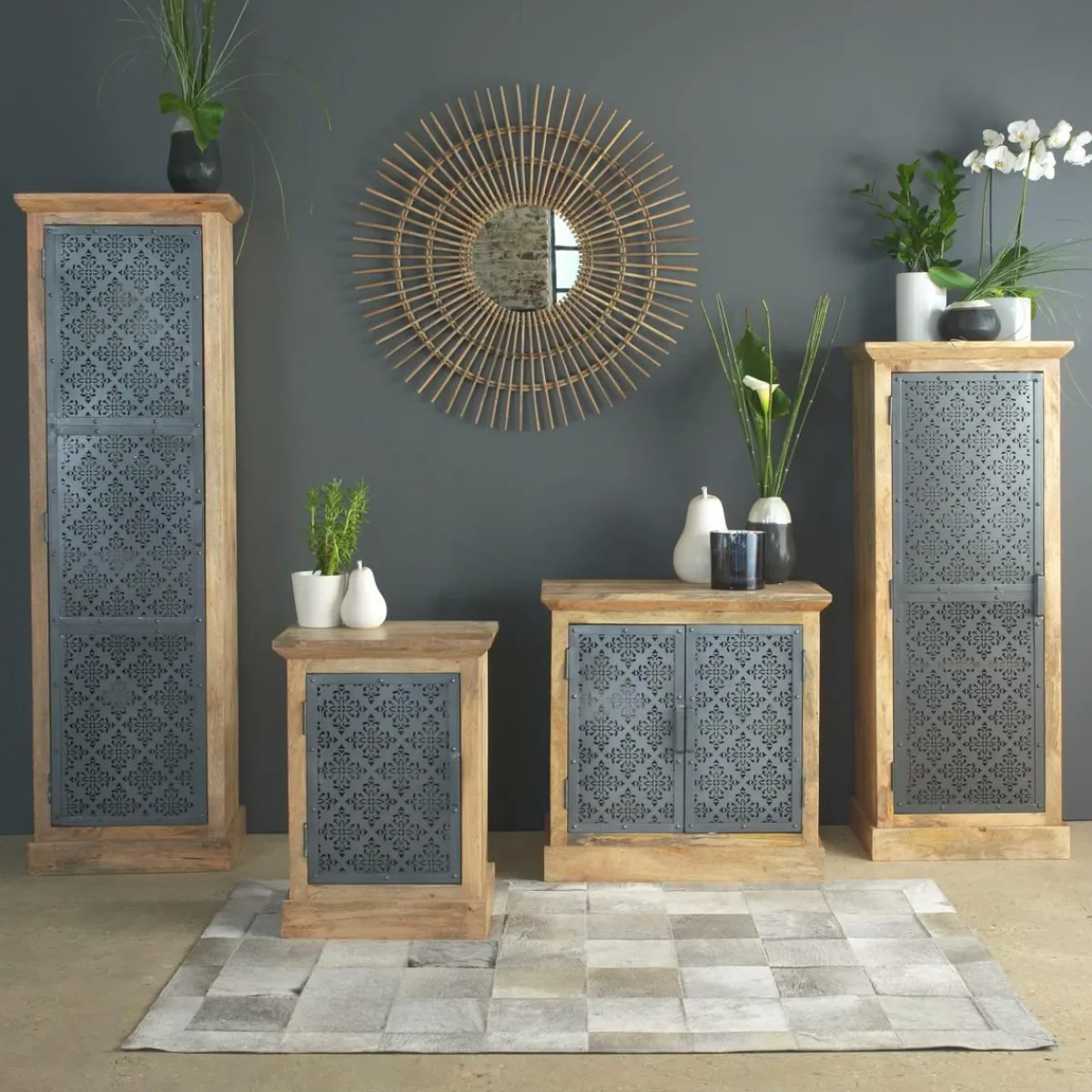 Made in Meubles Petit buffet en bois de manguier Sahara