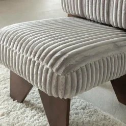 Made in Meubles Petit fauteuil carré en velours côtelé et bois d'hévéa gris Eleonor