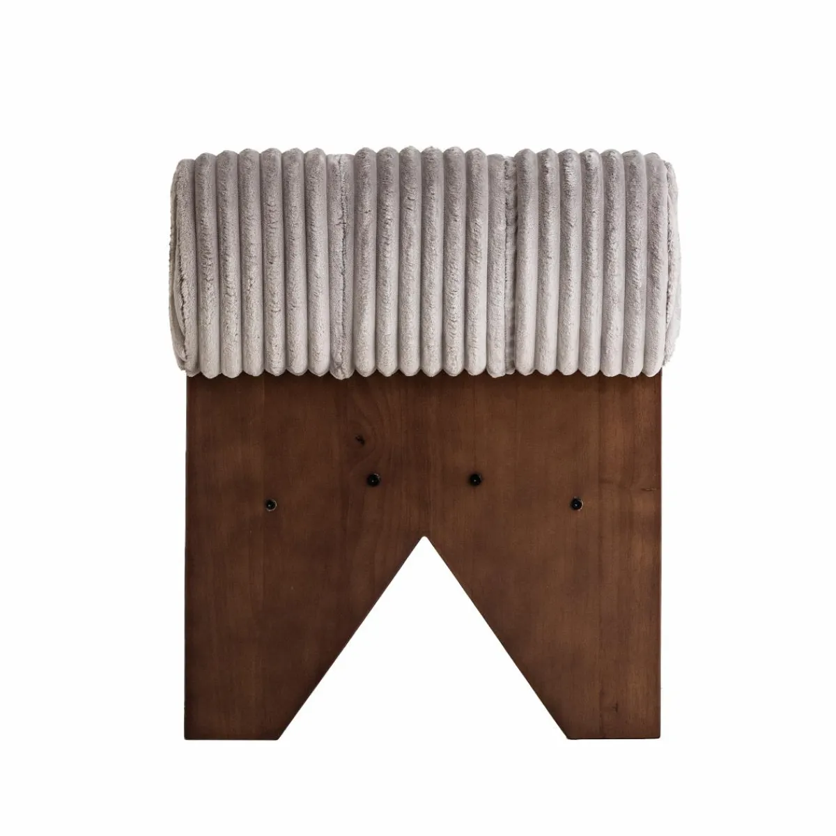 Made in Meubles Petit fauteuil carré en velours côtelé et bois d'hévéa gris Eleonor