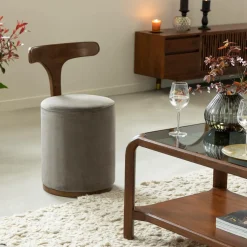 Made in Meubles Petit fauteuil gris en manguier Adonis