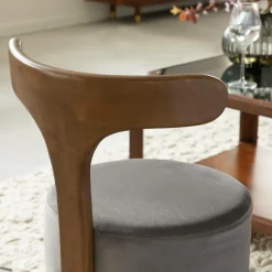 Made in Meubles Petit fauteuil gris en manguier Adonis