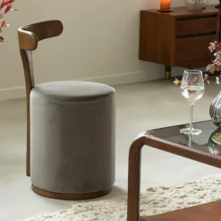 Made in Meubles Petit fauteuil gris en manguier Adonis
