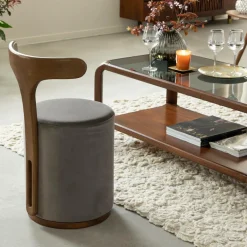 Made in Meubles Petit fauteuil gris en manguier Adonis