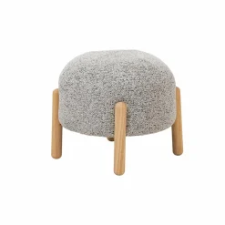 Made in Meubles Petit tabouret en tissu bouclette gris Nério