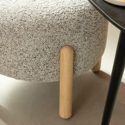 Made in Meubles Petit tabouret en tissu bouclette gris Nério
