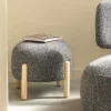 Made in Meubles Petit tabouret en tissu bouclette gris foncé Nério