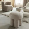 Made in Meubles Petit tabouret en tissu écru Toby