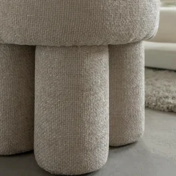 Made in Meubles Petit tabouret en tissu écru Toby