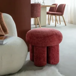Made in Meubles Petit tabouret en tissu fuchsia Toby