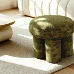 Made in Meubles Petit tabouret en tissu kaki Toby