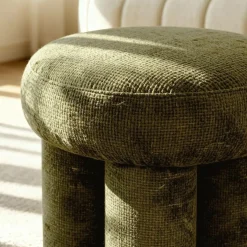 Made in Meubles Petit tabouret en tissu kaki Toby