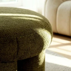 Made in Meubles Petit tabouret en tissu kaki Toby