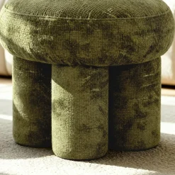 Made in Meubles Petit tabouret en tissu kaki Toby