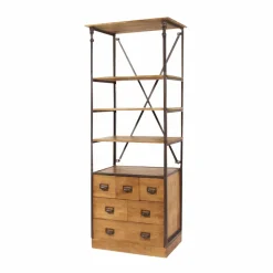 Made in Meubles Petite bibliothèque en métal et bois de manguier Marcel