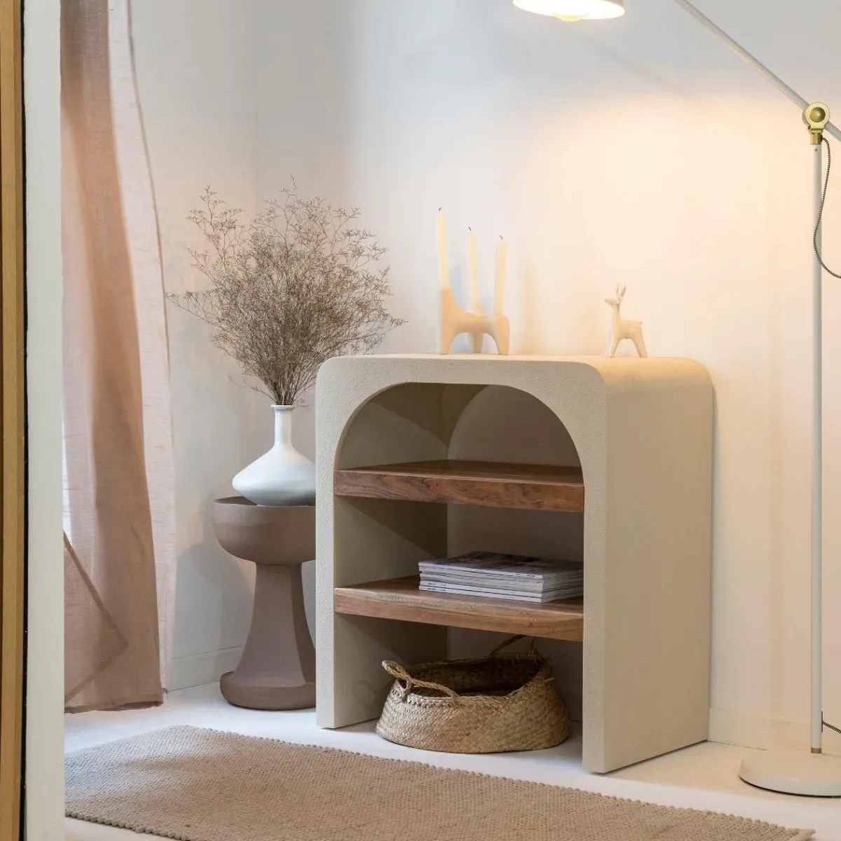 Made in Meubles Petite console en bois effet béton et bois d'acacia Dalva