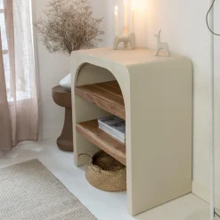 Made in Meubles Petite console en bois effet béton et bois d'acacia Dalva