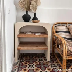 Made in Meubles Petite console en bois effet béton et bois d'acacia Dalva