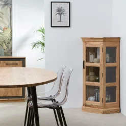 Made in Meubles Petite vitrine d'angle en bois d'acacia Esmée