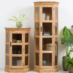 Made in Meubles Petite vitrine d'angle en bois d'acacia Esmée
