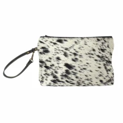 Made in Meubles Pochette en cuir et peau de vache, noir et blanc