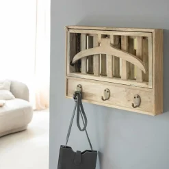 Made in Meubles Porte-manteau en bois de manguier avec miroir Marley
