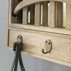 Made in Meubles Porte-manteau en bois de manguier avec miroir Marley