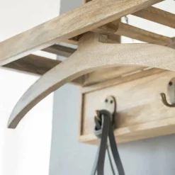 Made in Meubles Porte-manteau en bois de manguier avec miroir Marley