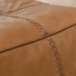 Made in Meubles Pouf en cuir 1 place marron Gaetan
