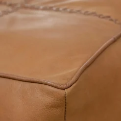 Made in Meubles Pouf en cuir 1 place marron Gaetan