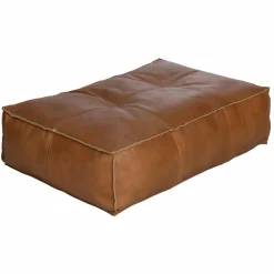 Made in Meubles Pouf en cuir grand modèle Mina