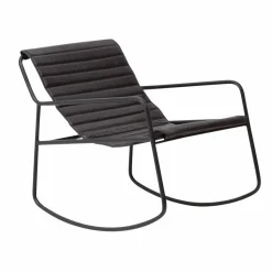 Made in Meubles Rocking chair en cuir noir Sydney