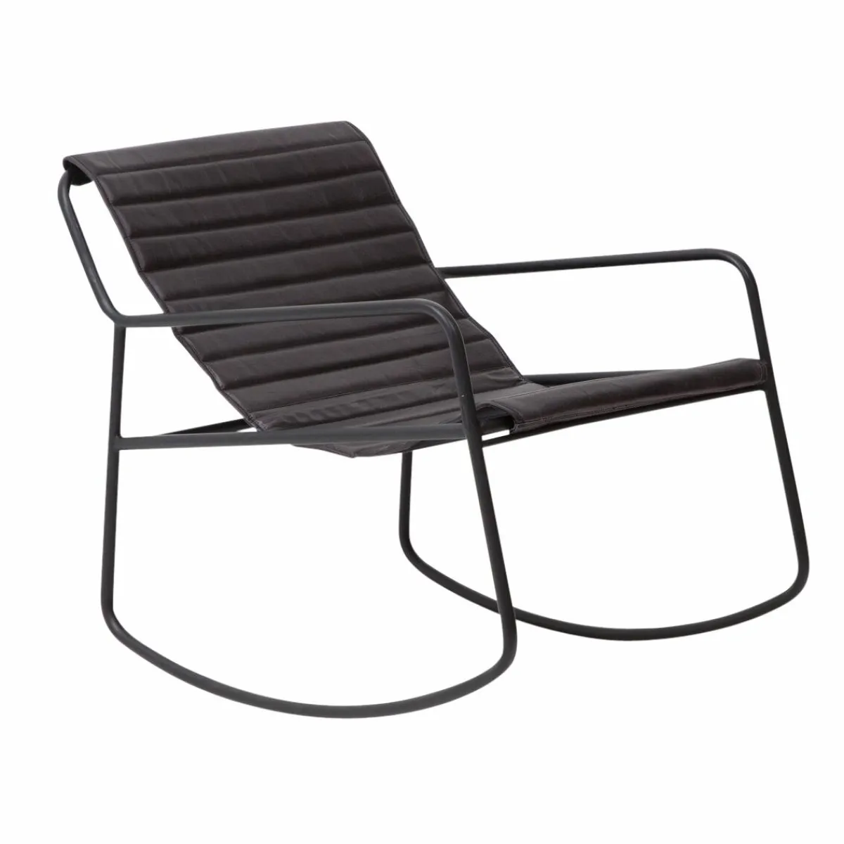 Made in Meubles Rocking chair en cuir noir Sydney