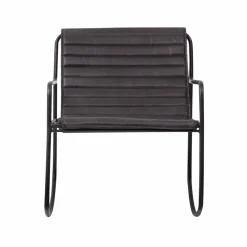 Made in Meubles Rocking chair en cuir noir Sydney