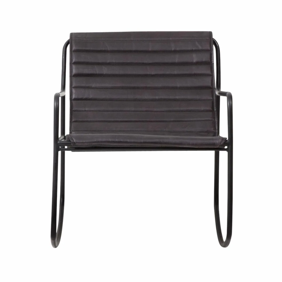 Made in Meubles Rocking chair en cuir noir Sydney