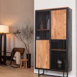 Made in Meubles Rocking chair en cuir noir Sydney