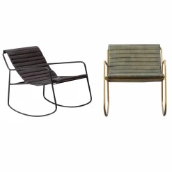 Made in Meubles Rocking chair en cuir noir Sydney