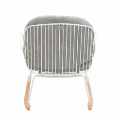 Made in Meubles Rocking chair en métal blanc tissu gris Ethan