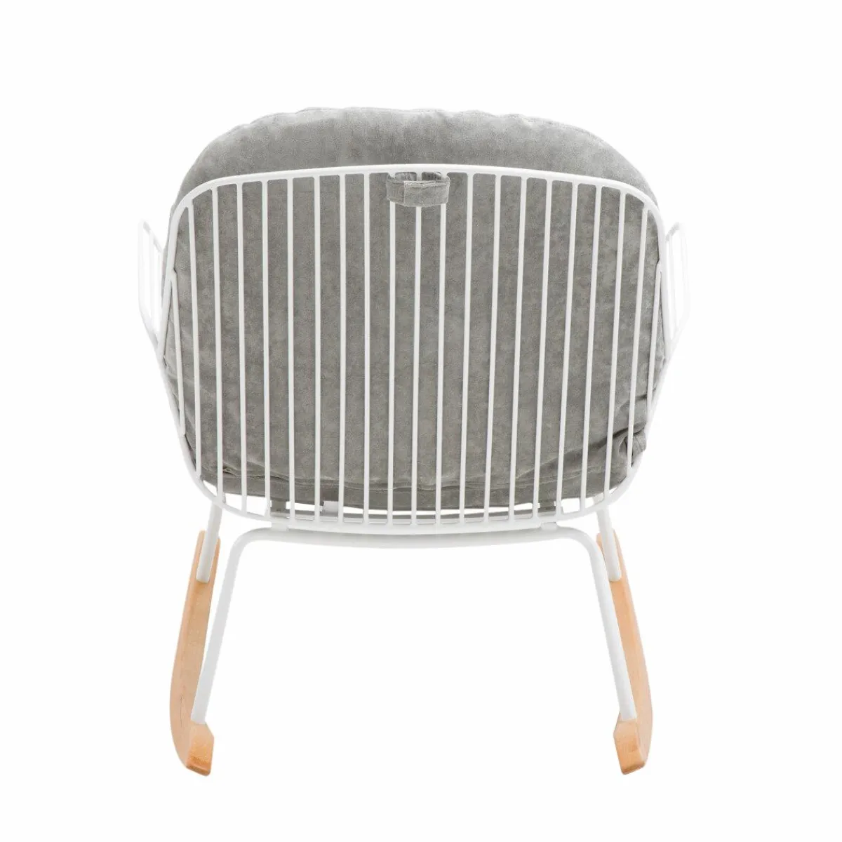 Made in Meubles Rocking chair en métal blanc tissu gris Ethan