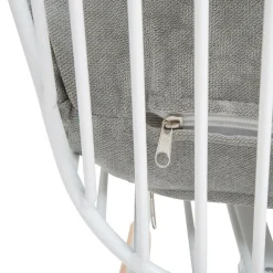 Made in Meubles Rocking chair en métal blanc tissu gris Ethan