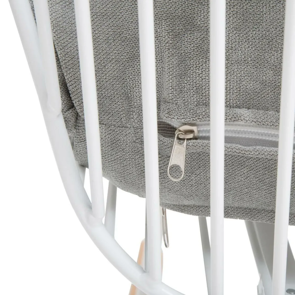 Made in Meubles Rocking chair en métal blanc tissu gris Ethan