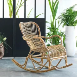 Made in Meubles Rocking chair vintage en rotin Rattan