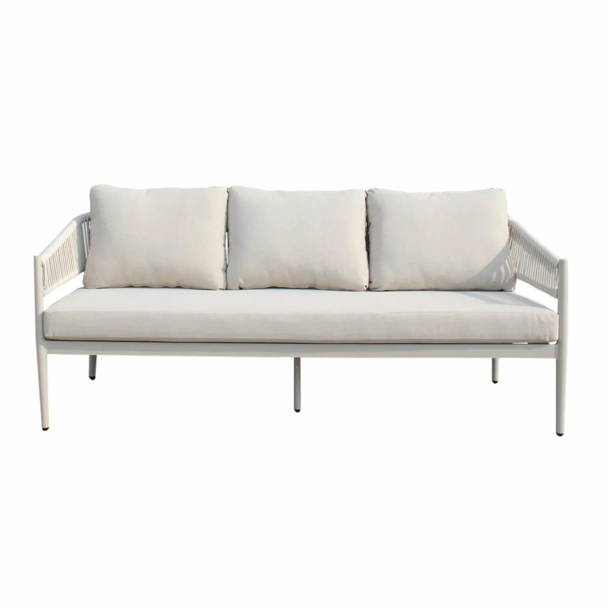 Made in Meubles Salon de jardin à cordes 5 places gris taupe Sayen