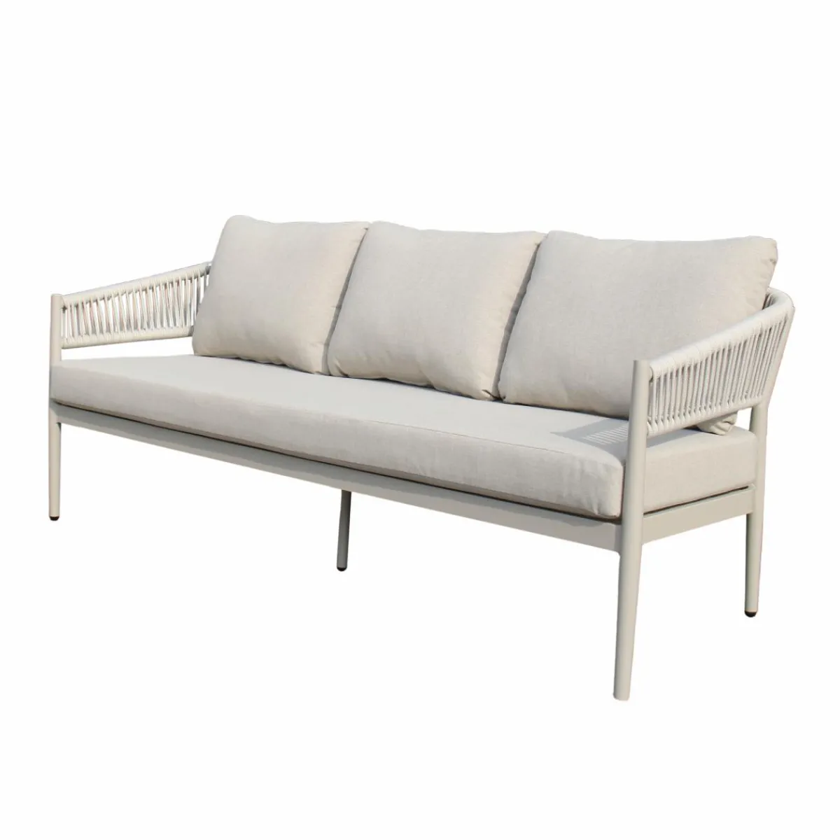 Made in Meubles Salon de jardin à cordes 5 places gris taupe Sayen