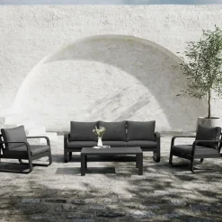 Made in Meubles Salon de jardin 5 places gris foncé Auguste