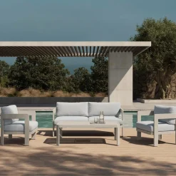 Made in Meubles Salon de jardin en aluminium taupe Loréa