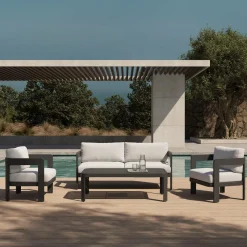 Made in Meubles Salon de jardin en aluminium gris foncé Loréa