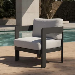 Made in Meubles Salon de jardin en aluminium gris foncé Loréa